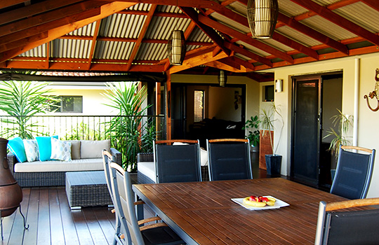 Patio next to pool
